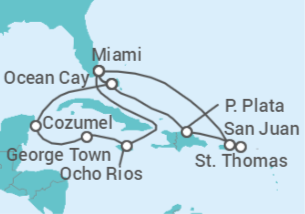 Itinerario del Crucero Puerto Rico, Islas Vírgenes - EEUU, Estados Unidos (EE.UU.), Jamaica, Islas Caimán, México - MSC Cruceros