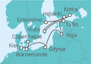 Itinerario del Crucero Capitales Bálticas - NCL Norwegian Cruise Line