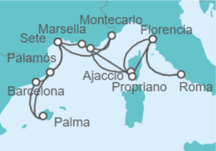 Itinerario del Crucero España, Mónaco, Francia, Italia - Seabourn