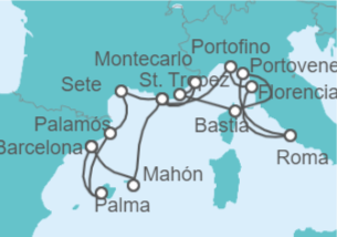 Itinerario del Crucero Mónaco, Francia, Italia, España - Seabourn