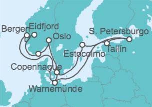 Itinerario del Crucero Alemania, Rusia, Estonia, Suecia, Dinamarca, Noruega - MSC Cruceros