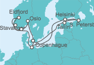 Itinerario del Crucero Alemania, Finlandia, Rusia, Estonia, Dinamarca, Noruega - MSC Cruceros