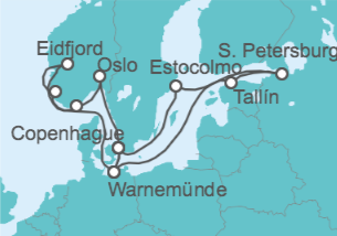 Itinerario del Crucero Alemania, Rusia, Estonia, Suecia, Dinamarca, Noruega - MSC Cruceros