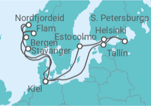 Itinerario del Crucero Estonia, Rusia, Finlandia, Suecia, Alemania, Noruega - MSC Cruceros