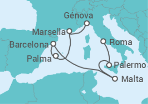 Itinerario del Crucero Italia, Malta, España, Francia TI - MSC Cruceros