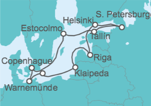 Itinerario del Crucero Alemania, Lituania, Letonia, Finlandia, Rusia, Estonia, Suecia TI - MSC Cruceros