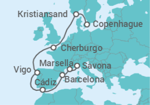 Itinerario del Crucero Francia, España - Costa Cruceros