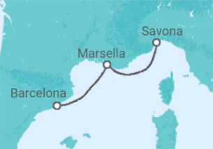 Itinerario del Crucero Francia, Italia - Costa Cruceros