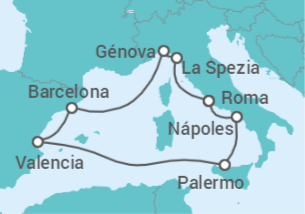 Itinerario del Crucero Italia, España TI - MSC Cruceros