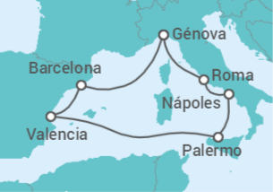 Itinerario del Crucero Italia, España TI - MSC Cruceros