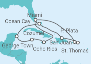 Itinerario del Crucero Jamaica, Islas Caimán, México, Estados Unidos (EE.UU.), Puerto Rico, Islas Vírgenes - EEUU TI - MSC Cruceros