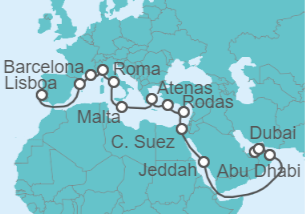 Itinerario del Crucero Desde Lisboa a Dubai (EAU) - MSC Cruceros