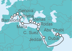 Itinerario del Crucero Desde Barcelona a Dubai (EAU) - MSC Cruceros