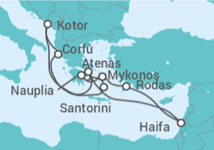 Itinerario del Crucero  Grecia, Montenegro - Holland America Line