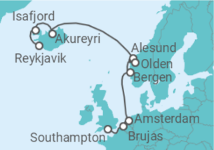 Itinerario del Crucero Islandia y Fiordos Noruegos - NCL Norwegian Cruise Line