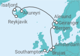 Itinerario del Crucero Islandia y Fiordos Noruegos - NCL Norwegian Cruise Line