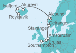 Itinerario del Crucero Noruega e Islandia - NCL Norwegian Cruise Line