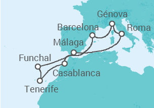 Itinerario del Crucero Italia, España, Marruecos, Portugal - MSC Cruceros