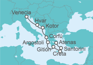 Itinerario del Crucero Grecia, Montenegro - Azamara