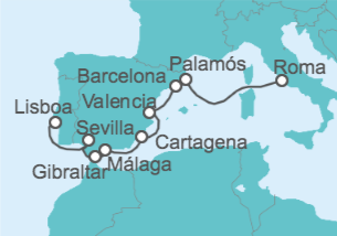 Itinerario del Crucero Desde Civitavecchia (Roma) a Lisboa - Azamara