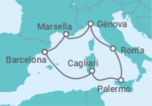 Itinerario del Crucero Francia, España, Italia - Costa Cruceros