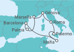 Itinerario del Crucero Italia, Malta, España TI - MSC Cruceros