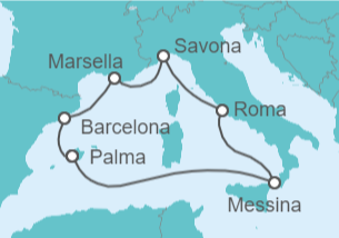 Itinerario del Crucero Italia, Francia, España - Costa Cruceros