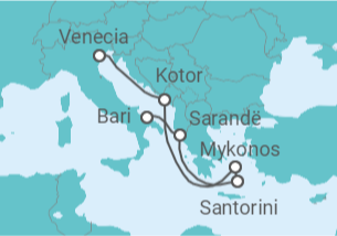 Itinerario del Crucero Montenegro, Grecia - MSC Cruceros