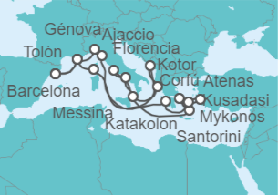 Itinerario del Crucero Islas Griegas, Italia y Montenegro  - Princess Cruises
