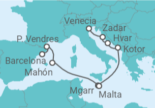 Itinerario del Crucero Montenegro, Malta - Seabourn