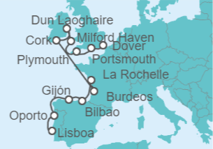 Itinerario del Crucero Desde Dover (Inglaterra) a Lisboa - Seabourn