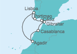 Itinerario del Crucero Marruecos, Gibraltar, España, Portugal - Azamara