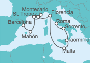 Itinerario del Crucero Italia, Malta, Francia, Mónaco, España - Oceania Cruises
