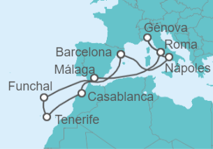Itinerario del Crucero Marruecos, España, Portugal, Italia - MSC Cruceros