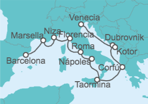 Itinerario del Crucero Desde Barcelona a Venecia - Holland America Line