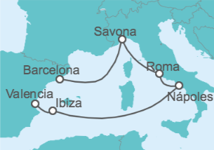 Itinerario del Crucero Italia, España - Costa Cruceros