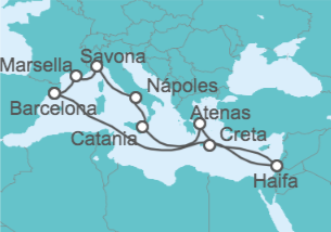 Itinerario del Crucero Grecia,  Italia, Francia - Costa Cruceros