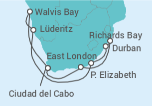 Itinerario del Crucero Sudáfrica, Namibia - AIDA