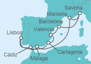 Itinerario del Crucero España, Italia, Francia - Costa Cruceros