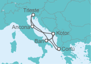 Itinerario del Crucero Italia, Montenegro, Grecia - MSC Cruceros
