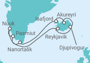 Itinerario del Crucero Islandia y Groenlandia - NCL Norwegian Cruise Line