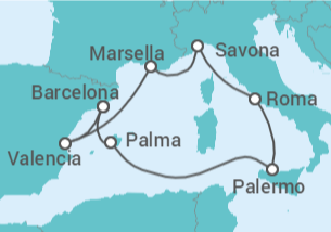 Itinerario del Crucero Italia, Francia, España - Costa Cruceros