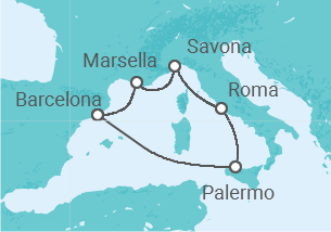 Itinerario del Crucero Italia, Francia, España - Costa Cruceros