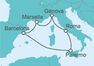 Itinerario del Crucero Italia, Francia - Costa Cruceros