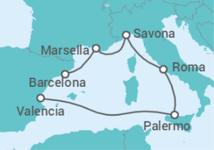Itinerario del Crucero Italia, Francia - Costa Cruceros