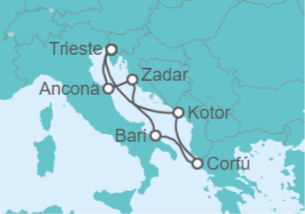 Itinerario del Crucero Italia, Grecia, Montenegro TI - MSC Cruceros