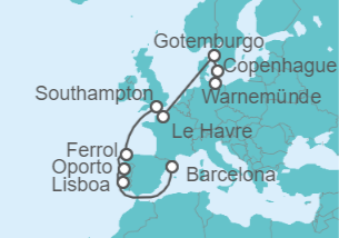 Itinerario del Crucero Portugal, España, Reino Unido, Francia, Suecia, Dinamarca TI - MSC Cruceros