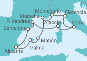 Itinerario del Crucero España, Francia, Mónaco, Italia - Oceania Cruises
