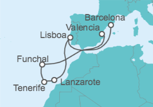Itinerario del Crucero Portugal, España - Costa Cruceros