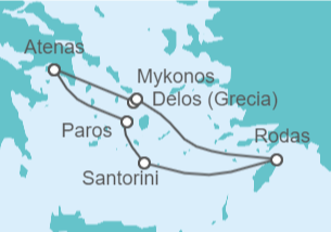 Itinerario del Crucero Cícladas y Dodecaneso, islas secretas del Mar Egeo Atenas, cuna de la civilización  - CroisiMer